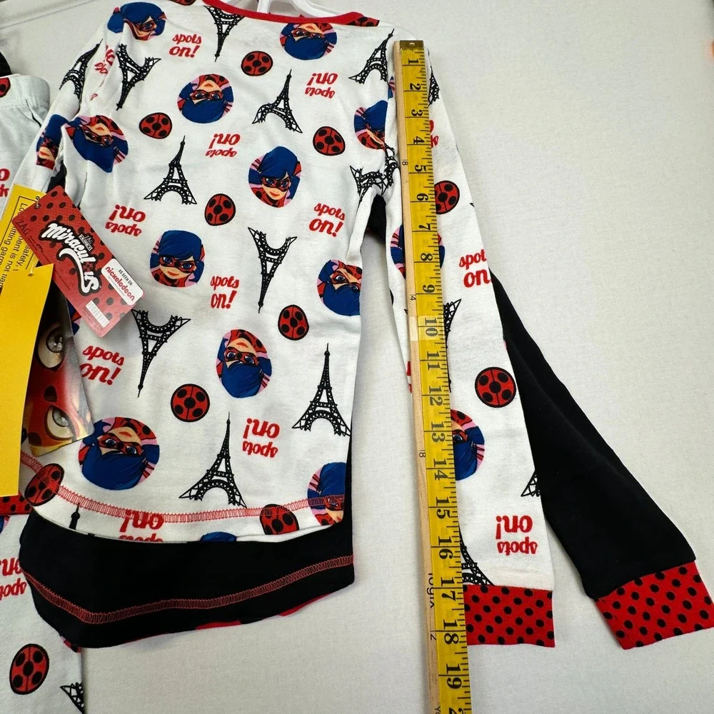 Miraculous Ladybug‎ 4PC Pajama Set Girls Size 8 Red Black Cotton